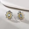 Backs Earrings S925 Sterling Silver Charms Clips For Women Contrast Colored Flowers Amethyst Topaz Ear-clips Jewelry