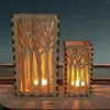 Candle Holders Timber Lantern Holder Romantic Vintage Wood Candlestick For Garden Wedding Decor Decorations