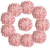 Fiori decorativi teste di ortensia artificiale con steli composizioni floreali finte di seta Fuce decorazione 10pc (rosa chiaro)