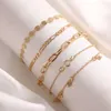 Schmuckwelt, japanisches koreanisches Temperament, kleines und frisches Goldkristall-Quastenarmband, 5-teiliger Frauen-Set