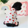 Köpek Giyim Çilek Desen Giysileri Tulum Pijama Pijamalar Pijamalar Pets Tişört Pijamalar Küçük Orta Köpekler İçin Terzini