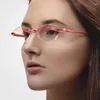 サングラスリーディングメガネ女性小さな楕円形のフレームレスビジネス女性贅沢長老眼鏡眼鏡ディオプター1.0 1.5 2.0 2.5〜4.0