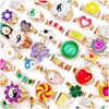 Band Rings 20Pcs/Lot Drip Oil Glaze Colorf Ring For Women Girls Trendy Sweet Flower Butterfly Yin Yang Finger Party Drop Delivery Jewe Dhsex