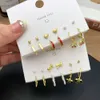 Süßer Schmuck Instagram Kalt und cooler Stil Liebesring Sechs Stück Personalisiertes Ohrschnallen Hochwertige Kartenohrringe