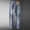 Jeans de grife para homens de luxo de luxo Primavera/verão Jeans masculinos Slim Fit final Elastic versátil azul calças de pernas retas todas as estações calças de moda