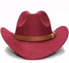 Cinturón de cuero de camello retro casual Otoño Invierno Invierno y femenino Western Cowboy Gat con borde grande y amplio sombrero de topas de Sunshade Brim