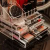 Makeup Storage Boxes Clear Drawer Divided Display Acrylic Case Jewelry Lipstick Brush Bins Stackbar Cosmetic Dresser Organizers 240329