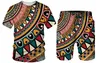 Summer African Tenues 3D Sport Imprimé Men Shorts Suit Vintage décontracté 2 pièces T-shirts