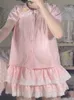 Summer giapponese Kawaii Lolita Gonne pieghettate Sweet Lace Patch Ruffle Cake Gonna carino Bow Faldas Mujer Moda 2024 240402