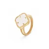 flower designer ring for women high polished non tarnish thicker gold plated love rings 925 sterling silver four leaf clover jewelry woman daily outfit girl gift