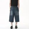 IEFB, estilo coreano Vintage Mens Summer Summer Loose Male Warge Knee Knee Shorts 2023 Moda Lavada Denim Trousper 9A8825 240402