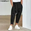 Herenbroeken Incerun Men Solid Color Joggers 2024 Baggy Pockets Fashion Casual broek Streetwear Leisure Pantalon met riem S-5XL