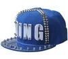 Hiphop Flat Brim Cap Lettera acrilica in stile punk in stile hiphop baseball rivet alla moda e personalizzato Dance di strada 240415