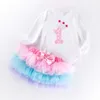 Girl Baby Set White Long Marine Cartoon un an Sweetheart Malf Malp Baby Baby Top Princess Robe