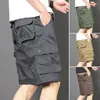 Herren-Shorts Herren Sommer Frachtknopf Reißverschluss Multi-Taschen Design Casual Straight Wide Leg Knie Legth