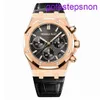 Designer AP Wrist Watch Mens Watch Royal Oak Series 26240or Rose Gold Black Belt Mens Fashion Leisure Business Sports Back Transparent Mechanical Watch