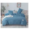 Bettwäsche -Sets Einfache massive Luxune Schleifenwäsche Baumwollweiche 4 Stcs Flachblatt A/B 1,5 m 2,0 m Duvet Cover Kissenbezug Home Textile