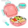 Bento Boxes Stainless Steel Kid Bento BoxLeak Proof3-CompartmentLunch Box With Cutlery-Ideal Portion Sizes For Aes 1 To 3 L49