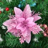 Decorative Flowers 5pcs Christmas Artificial Flower Multi-color Glitter Powder Tree Decoration Fake Decorations