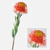 Fleurs décoratives Chrysanthemum Ball Fleur Fleur de Bouquet de leucospermum Plastique Plastic Fake Fake Wedding Arrangement Party Home Garden Decor