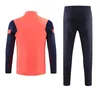 Gym Clothing Men And Kids Sports Set Boy Girl Orang Fans Half Zipper Jacket Training Wear Games Jerseys Football Kit Tops Trousers