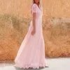 Party Dresses Summer Beach Holiday White Wedding Ladies Retro V Neck Short Sleeve Sundress Mujer Long Dress Women Boho Lace Maxi