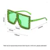 Solglasögon Kvinnor överdimensionerade fyrkantiga diamant män mode strass solglasögon lady designer eyewear uv400 unisex