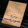 Simple and Personalized Alloy Infinite Symbol Wax Thread Woven Couple Card with Double Peach Heart Bracelet