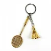 Keychains Lanyards Metal Badminton Racket Keychains Vintage Mini Sports Keyring For Women Men bil nyckelkedjor ryggsäck hänge nyhet gåvor