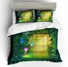 Bettwäsche -Sets HD 3Dprinting Cartoon Forest Duvet Cover Set Bettwäsche natürliche Landschaft alle Größe mit Kissenbezügen Kind