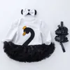 Wiosna i jesień Nowy styl Długie rękawie garnitur Tundra Swan Gan Girls 'Long Rleeve Sukienka moda