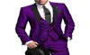 New Fashion Slim Fit Purple Groom Tuxedos Groomsman Tux Men Formal Business Suits Blazer Men Prom Party Suit JacketPantsVest8203454