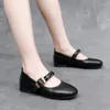 أحذية غير رسمية Drfargo Sweet Devance Women Flats Comfort Low Heels Square Toe Leater Geather Mary Mary Janes Woman Spring Summer Office Lady