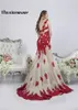 Feestjurken Maxianever Red Lace Applique Sheath Prom Dress Zie door lange avondjurk elegant voor vrouwen Vestidos de novia