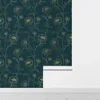 Wallpapers Retro Dark Blue Sketch Flowers Cabinet Stickers Vintage Furniture Wallpaper Chic Waterproof Peel And Stick Home Decoration