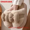 Slippers Fashion Big Bow Knot теплые пушистые пушистые женщины плоские мягкие ева подошва шлепанцы.