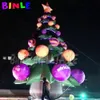 5m 16.4フィート高巨大な人工紫色のインフレータブルクリスマスツリーオーナメントボールと芝生/モールの装飾用の星と星