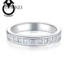 Lokkei Trendy 925 Sterling Silver 2*2mm Princess Cut Moissanite Stone Half Eternity Square Tennis Ring