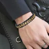 Andere armbanden Echte lederen kettingarmband voor mannen Magnetische roestvrijstalen gesp in vergulde goud Exclusieve sieraden Gift Groothandel Dropingl240415