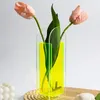 花瓶アクリル花瓶硬いモダンな長方形の花のボトルフォーフラワーアレンジメントホームウェディングダイニングテーブルの装飾