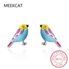 Stud Earrings 925 Sterling Silver Exqusite Kingfisher For Women Colored Bird Ear Studs Trendy Gift Fine Jewelry BSE690
