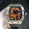 2024 New Zy Factory Mens Watch Carbon Carbon Fiber Murder Rubber Strap Sapphire Crystal Glass Mirl