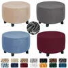 Chair Covers 1PC Soft Velvet Ottoman Stool Cover Elastic All-inclusive Footrest Solid Color Round Protector Case For Living Room