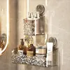 Storage Boxes Acrylic Transparent Shower Shelf Bottom Drainage System Drill-Free Wall Mount Organizer Caddies For Bathroom