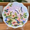 Decorative Figurines 1 Pc Ceramics Plate Decoration Home Accessories Daily Gift Giving Kitchen Utensils Embossed Flowers Butterfly