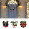 Flores decorativas Feliz Natal Wreath Porta da frente Varanda redonda Signo da fazenda Decoração de casa durável Produtos