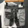 Modemärke män jeans shorts hål 2023streetwear harajuku smal rak denim sommar avslappnad baggy rippad för män 240412