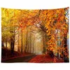 Tapestries herfstseizoen herfstbomen met ochtendkikker in bos ontspannende thuismuur hangen door ho me lili tapijt -decro