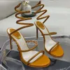 High Heel Sandalen Damen Strass Schuhe Knöchel Wrap High Hee Hochzeit Kristall geschrutzte Schlange Luxusdesigner Mode Cleo Rene Caovilla