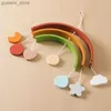 Mobiles# Baby houten bed bel cartoon regenboog mobiel hangende rammelaars speelgoed hanger wieg mobiel bed klok houten speelgoed houder armbeugel joch cadeau y240415y240417h4hl